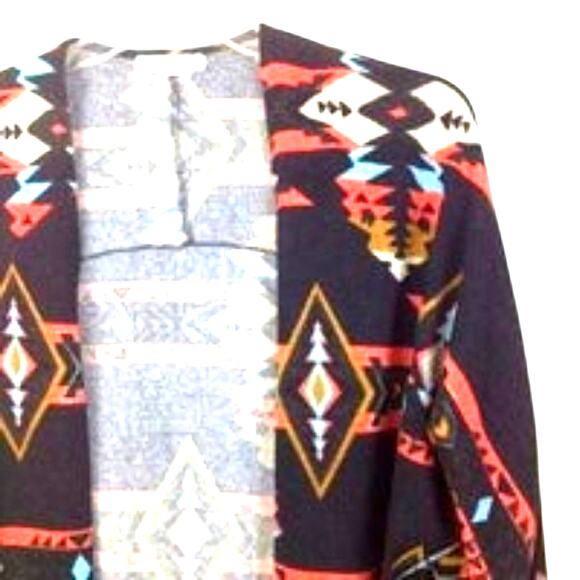 Painted Threads Open Front Black Orange Aztec Cardigan - Picture 11 of 12